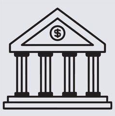 minimalist building column icon silhouette vector art illustration, vector illustration of a bank icon