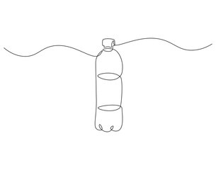 Plastic bottle continuous line. Continuous one line drawing of plastic bottle. Water packaging concept. Single line drawing
