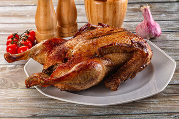 Baked with spices whole duck