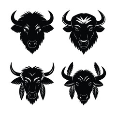 buffalo head  mascot logo design