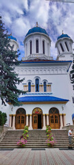View of the facade of the Cathedral of St. Nicholas the Wonderworker in Chernivtsi. Christian Church. Ukraine. Europe	