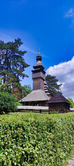Wooden christian church in Museum of Folk Architecture and Rural Life. Uzhhorod. Ukraine. Europe	