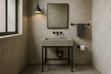 Mirror reflecting a sink in a bathroom.
