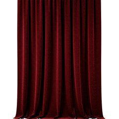red velvet curtain isolated on white background