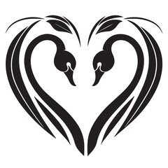 Obraz premium Elegant black swans forming a heart shape design