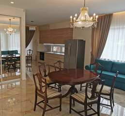 modern luxury dining room interior, 3d render