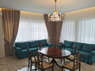 modern luxury dining room interior, 3d render