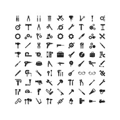 Extensive Collection of 80 Black and White Tool Icons  Screwdrivers Wrenches Hammers and More