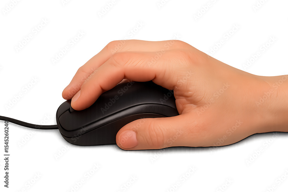 Aufkleber hand on computer mouse isolated on transparent background