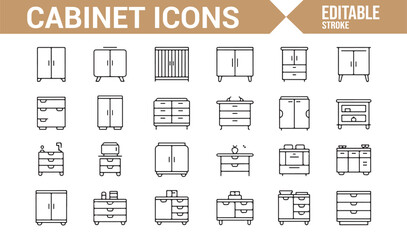 Storage Unit and Drawer Icons for Home and Office
