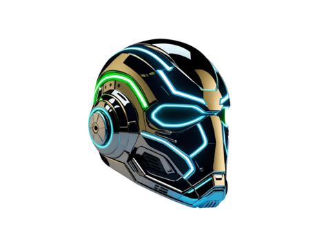 futuristic sci-fi helmet led lights.