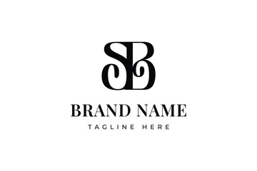 Fototapeta premium Stylish SB Monogram Logo in Black on White Background