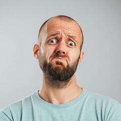 Obraz premium Man with expressive face on plain background