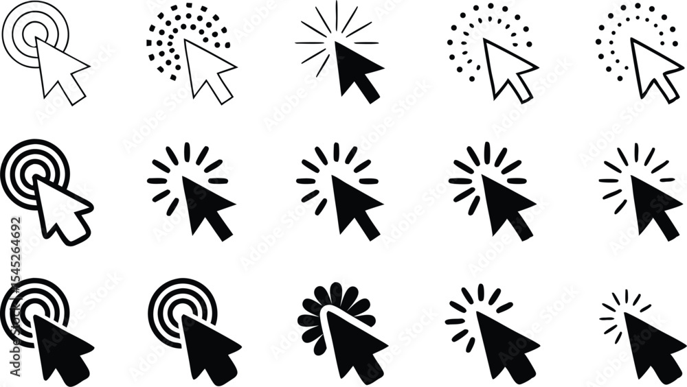 Aufkleber collection of click pointer icons in various styles for web design and user interface design project
