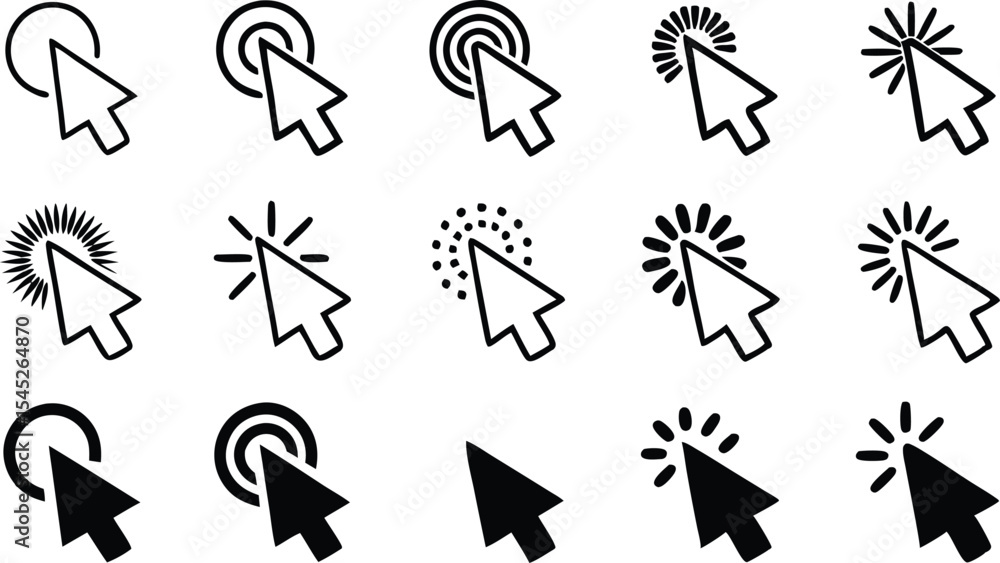 Aufkleber collection of cursor icons in various styles and designs illustrating clicking actions and user inte