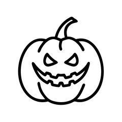 Cute vector-style image of black and white outline with white background halloween clipart of pumpkin