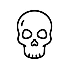Obraz premium Vector-style image of black and white outline with white background halloween clipart of skull 