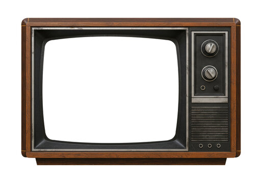 Nostalgia Concept with an Old TV Isolated on Transparent Background. Cut Out, Clipping Path.