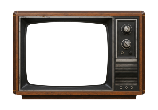 Nostalgia Concept with an Old TV Isolated on Transparent Background. Cut Out, Clipping Path.