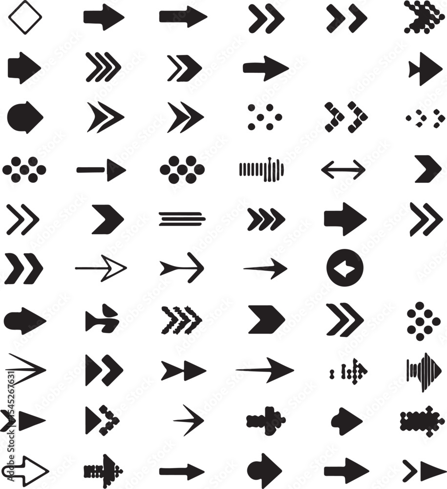 Aufkleber diverse collection of black arrow icons and design elements in a simple minimalist style for navigat