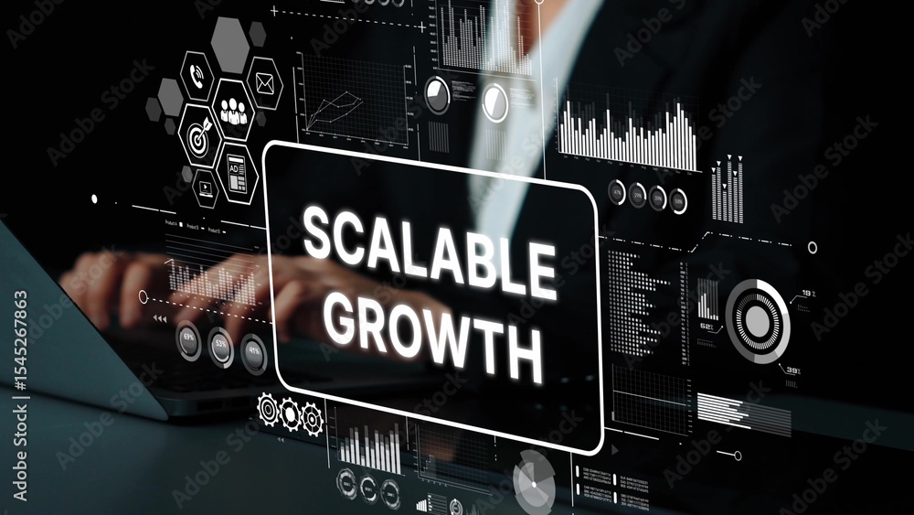 Aufkleber modern business concept of scalable growth with digital technology in financial sector and data anal