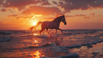 é§¿é¦¬åœ¨æµ·é‚Šå¥”è·‘ï¼Œæ¿€èµ·æ°´èŠ±ã€‚å¤•é™½è¥¿ä¸‹ï¼Œæµ·é¢æ³¢å…‰ç²¼ç²¼ã€‚
