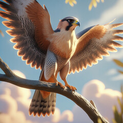 perched, tree branch, feathers, beak, talons, majestic, powerful, alert, sharp eyes
