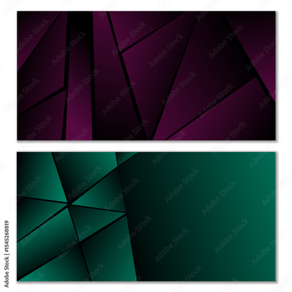 Poster abstract polygonal pattern. set of two dark gradient polygonal backgrounds. background design, cover