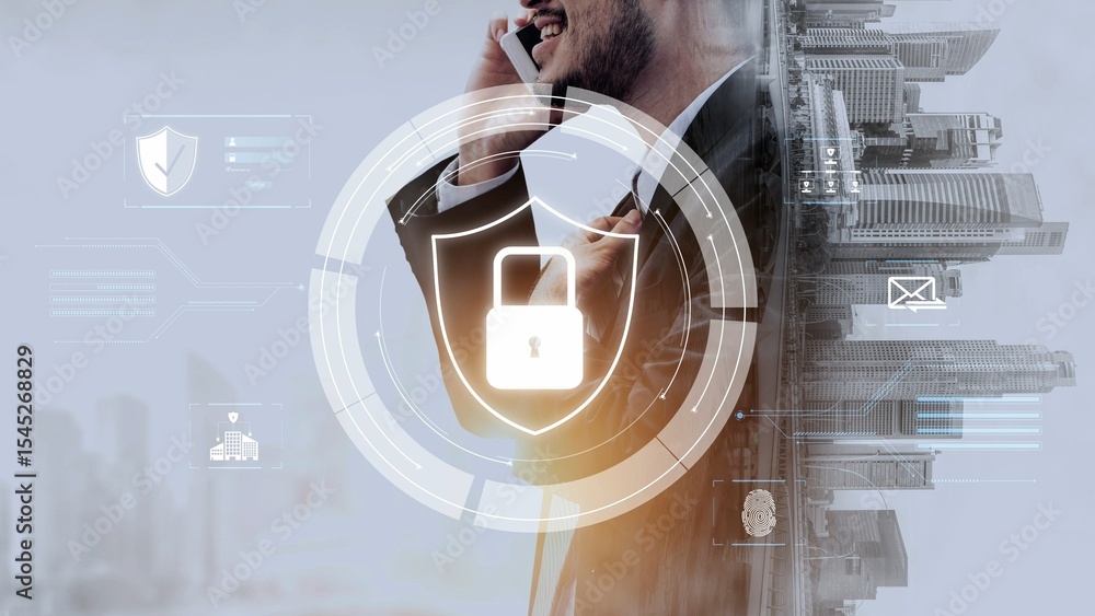 Aufkleber cyber security protection and cyber security strategies against cyber threats, system hacks, digital