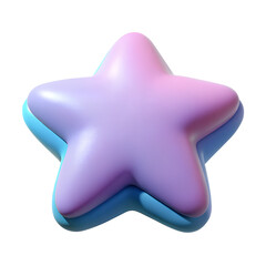 Fluffy 3D Abstract purple star button on a transparent background