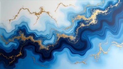 Abstract Blue and Gold Marble Design for Wall Art