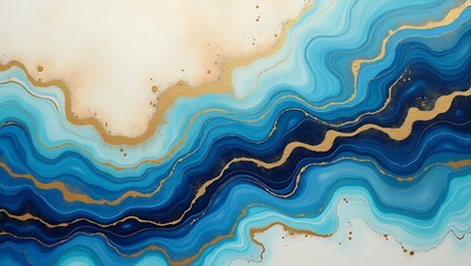 Abstract Blue and Gold Marble Design for Wall Art