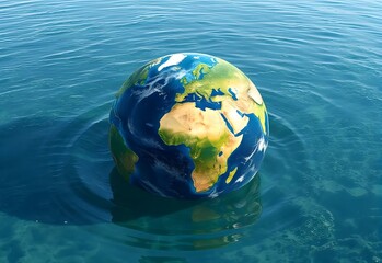 This title captures the main visual elements (Earth, water, continents) and is easy to understand without using a colon Let me know if you want a more artistic or technical version