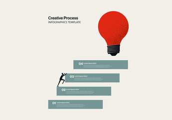 Creative Process Infographic Template with Minimal Illustration