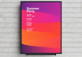 Summer Party Poster Template with Colorful Gradient and Grain