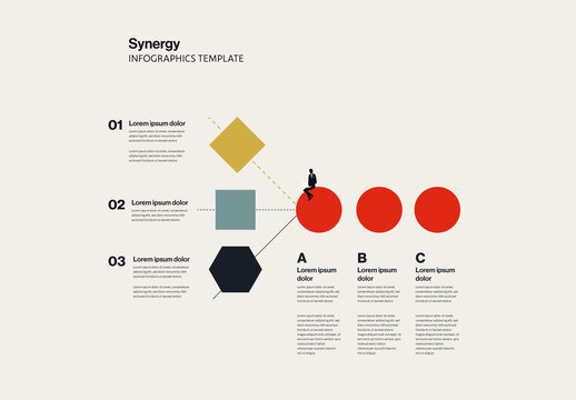 Business Synergy Infographic Template with Minimal Illustration