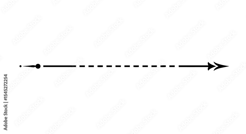 Aufkleber simple delimiter, divider line with arrow. line element includes dotted start, dashed line, and soli