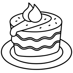 Coffee Cake line art vector