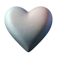 Fluffy 3D Abstract heart of blue paint on a transparent background