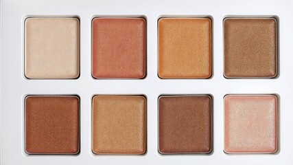 Fototapeta premium Cosmetic shimmer powder palette with various shades of highlighting and contouring makeup for sculpting the face