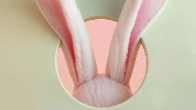 Happy bunny animation peeking out hole. Easter bunny on pastel background animation.   Happy Easter with Thanks Giving