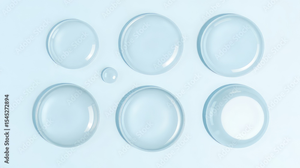 Aufkleber arrangement of circular forms on a light blue surface creating a clean and minimalist composition