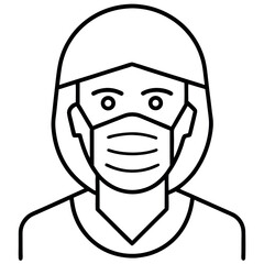Closeup Line Art Surgeon Face Medical Mask protective gear