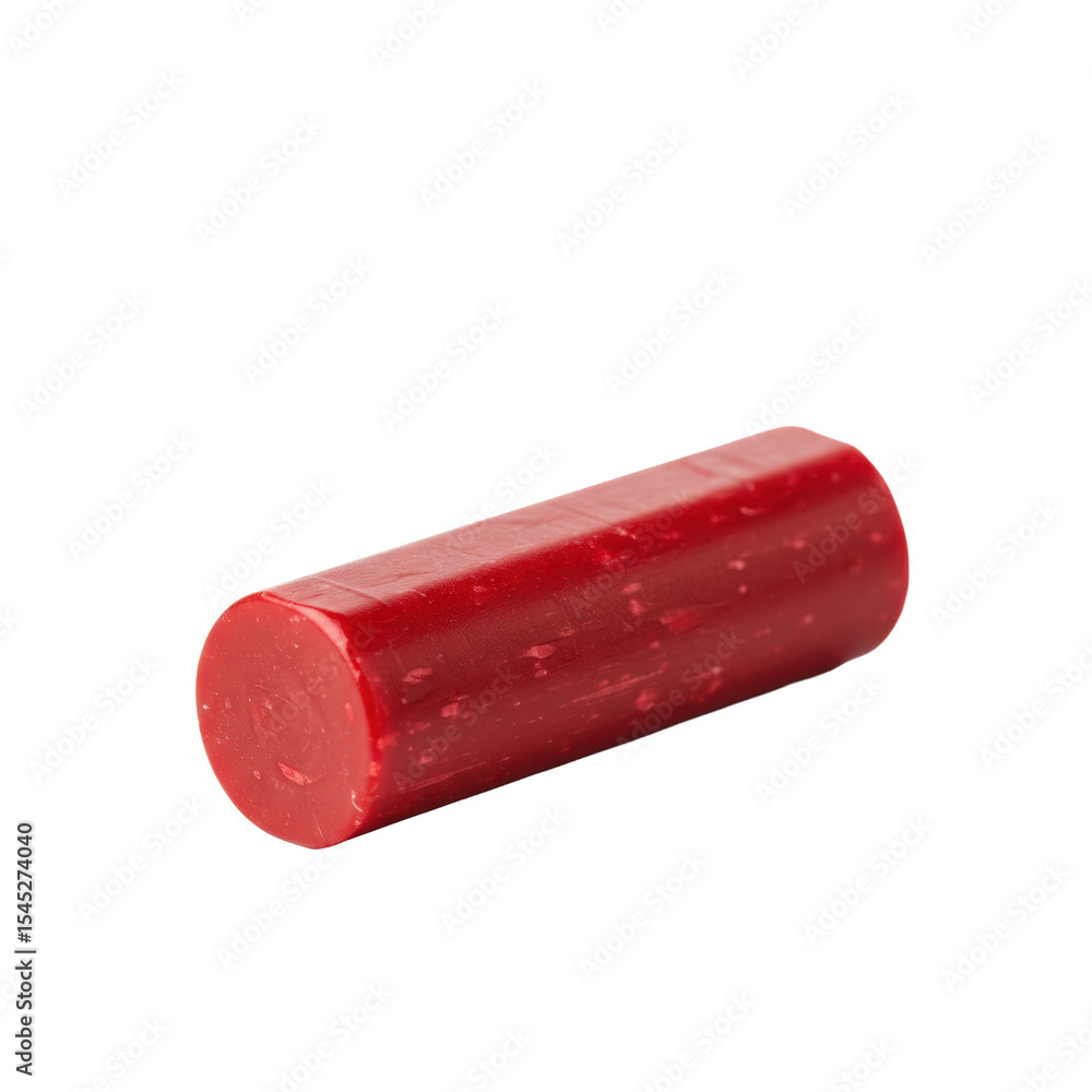 Poster a pristine, new, solid red sealing wax stick with a smooth, deep red surface, isolated on a transpar