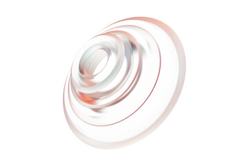 Abstract 3d geometric shape with soft light and transparent layers on black background