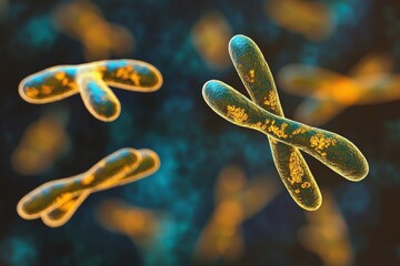 Illustration of chromosomes with vivid colors showcasing genetic material and cellular structure in a scientific context