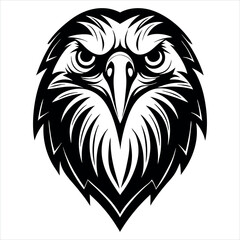 Striking Black and White Eagle Head Vector Design with Bold Lines and Intricate Feather Details for Graphic Projects