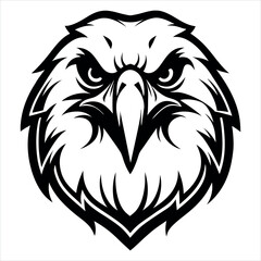 Majestic Eagle Head Illustration Bold Black and White Graphic Emblem Symbol of Strength and Freedom in Detailed Vector Design