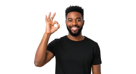 Man Showing Okay Sign on Transparent Background Portrait Transparent Background