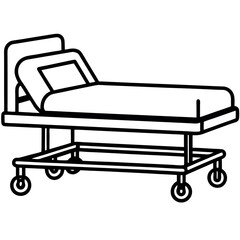 Hospital Bed Profile View Elevated Headrest Black Line Art 1